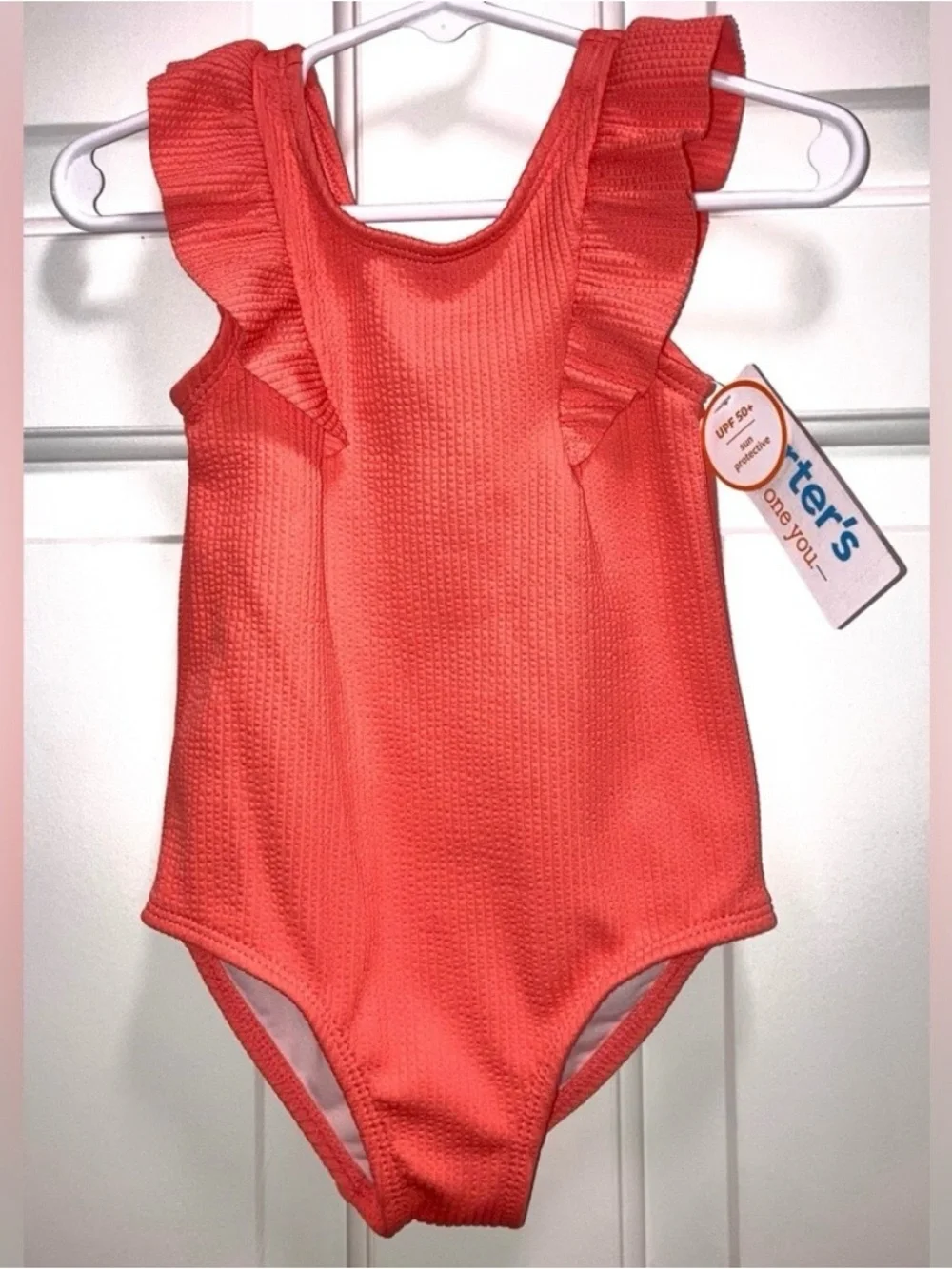 Carter's Just One You Toddler Girls' Ruffle Textured Swimsuit - Pink  Size 2T